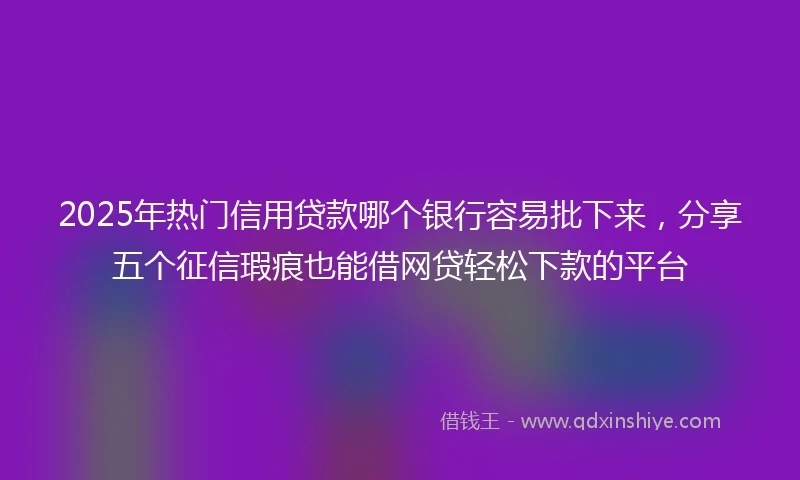 2025年热门信用贷款哪个银行容易批下来，分享五个征信瑕疵也能借网贷轻松下款的平台