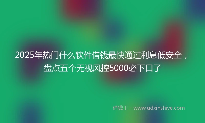 2025年热门什么软件借钱最快通过利息低安全，盘点五个无视风控5000必下口子