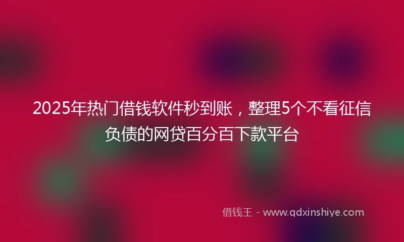 2025年热门借钱软件秒到账，整理5个不看征信负债的网贷百分百下款平台