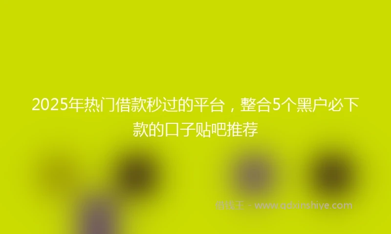 2025年热门借款秒过的平台，整合5个黑户必下款的口子贴吧推荐