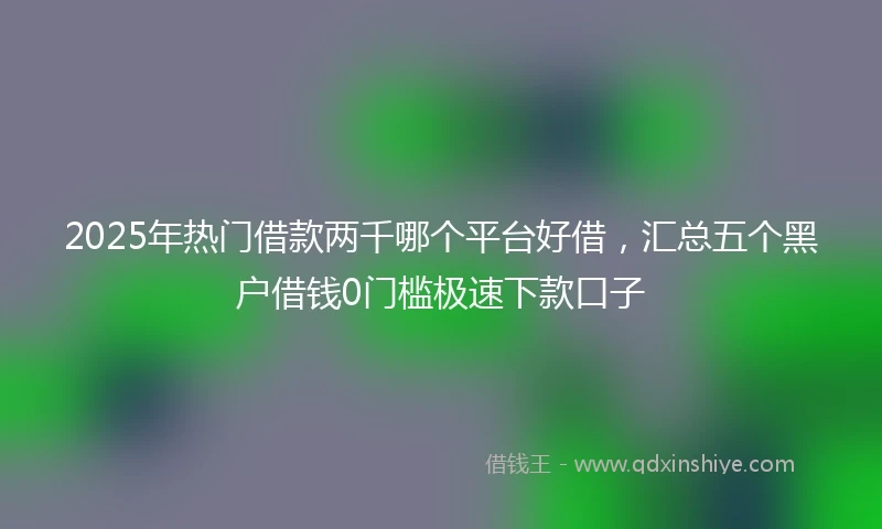 2025年热门借款两千哪个平台好借，汇总五个黑户借钱0门槛极速下款口子
