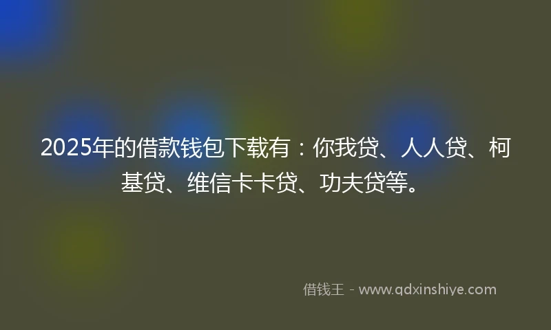 2025年的借款钱包下载有:你我贷、人人贷、柯基贷、维信卡卡贷、功夫贷等。