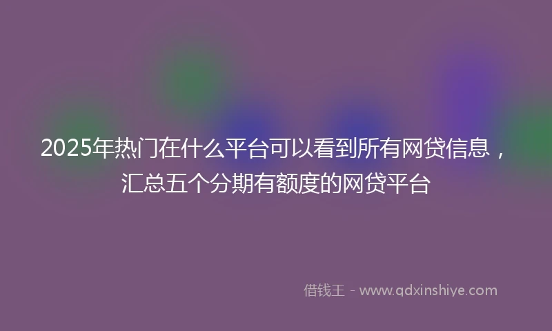 2025年热门在什么平台可以看到所有网贷信息，汇总五个分期有额度的网贷平台