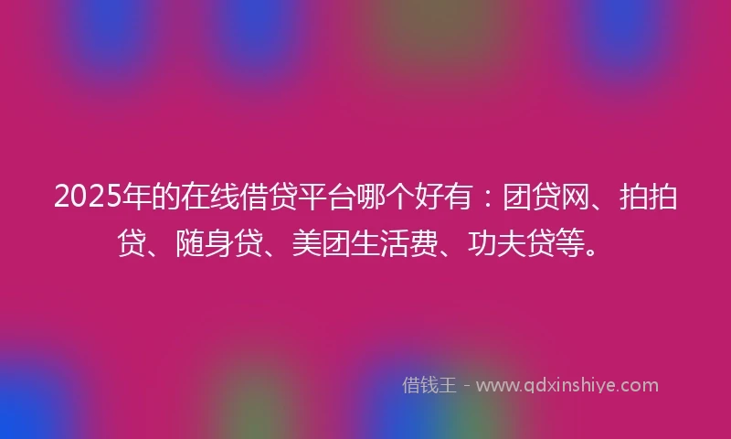 2025年的在线借贷平台哪个好有：团贷网、拍拍贷、随身贷、美团生活费、功夫贷等。