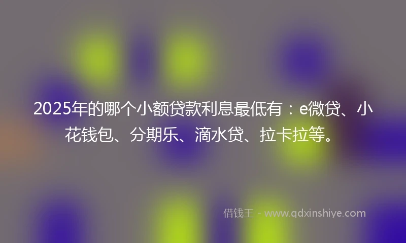 2025年的哪个小额贷款利息最低有：e微贷、小花钱包、分期乐、滴水贷、拉卡拉等。