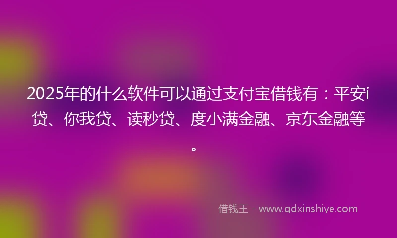 2025年的什么软件可以通过支付宝借钱有：平安i贷、你我贷、读秒贷、度小满金融、京东金融等。