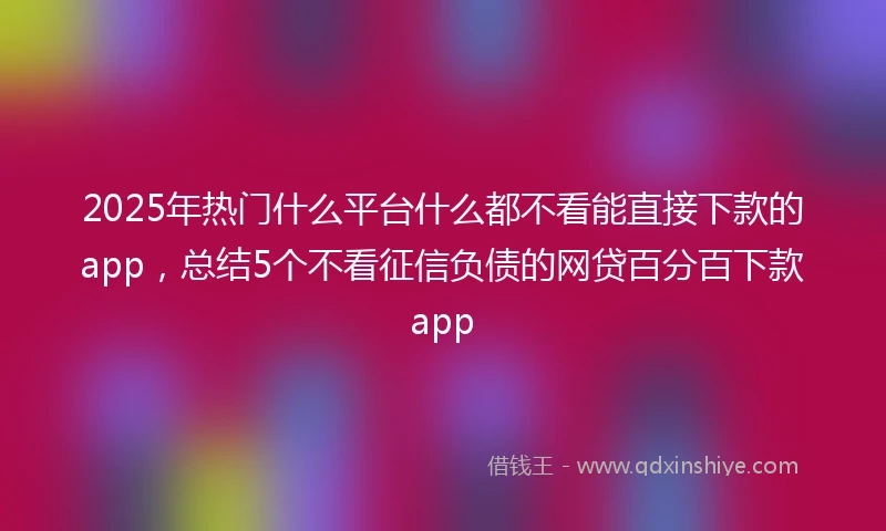 2025年热门什么平台什么都不看能直接下款的app，总结5个不看征信负债的网贷百分百下款app