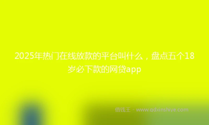 2025年热门在线放款的平台叫什么，盘点五个18岁必下款的网贷app