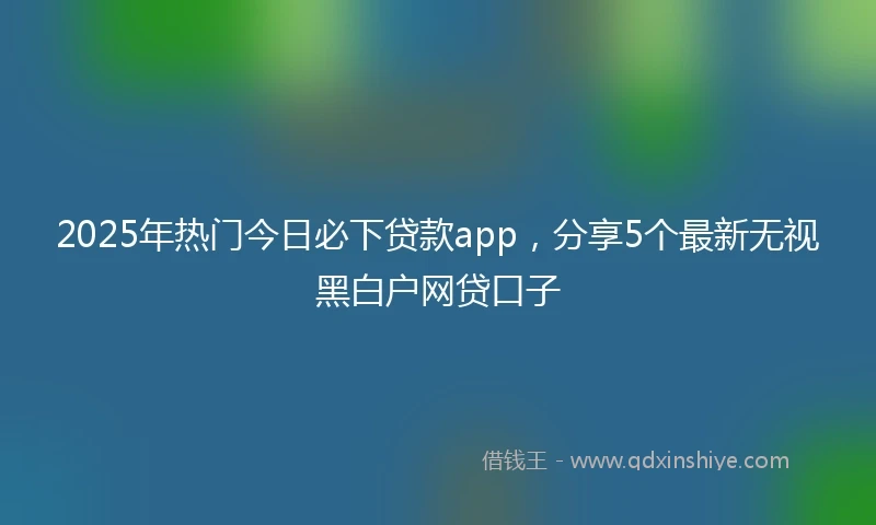 2025年热门今日必下贷款app，分享5个最新无视黑白户网贷口子
