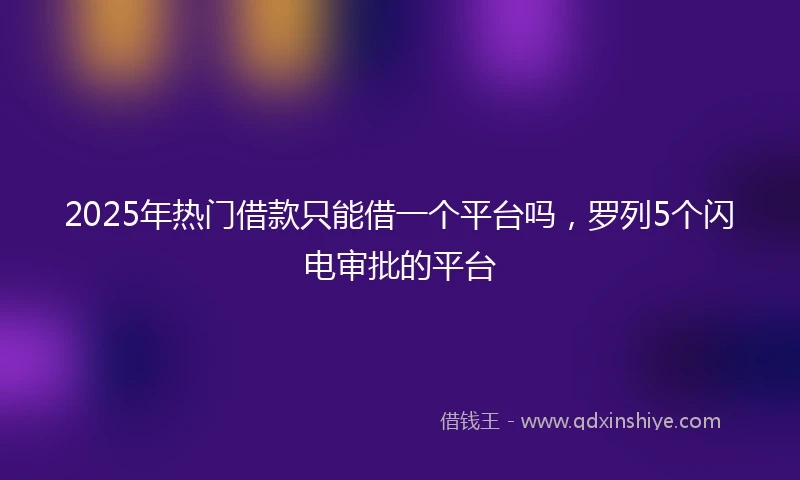 2025年热门借款只能借一个平台吗，罗列5个闪电审批的平台