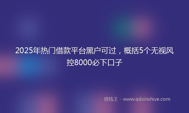 2025年热门借款平台黑户可过，概括5个无视风控8000必下口子