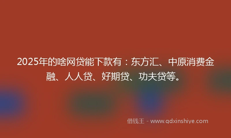 2025年的啥网贷能下款有：东方汇、中原消费金融、人人贷、好期贷、功夫贷等。
