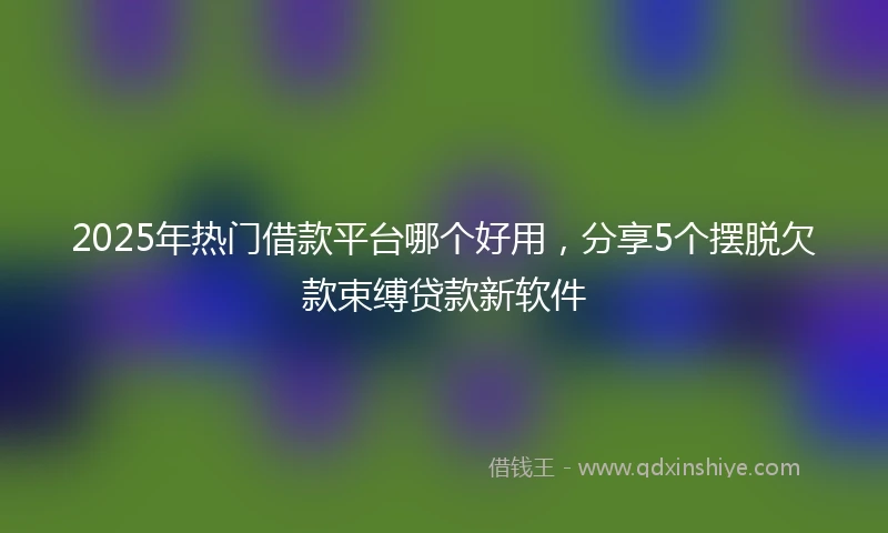 2025年热门借款平台哪个好用,分享5个摆脱欠款束缚贷款新软件