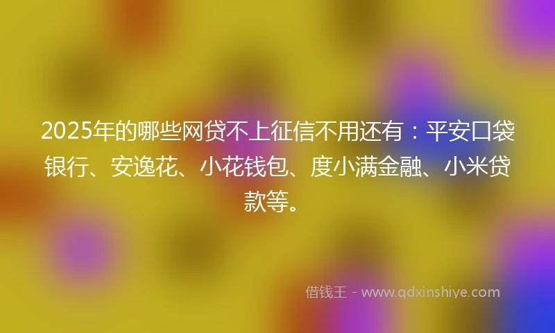 2025年的哪些网贷不上征信不用还有：平安口袋银行、安逸花、小花钱包、度小满金融、小米贷款等。