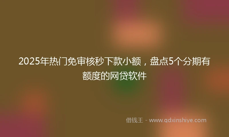 2025年热门免审核秒下款小额，盘点5个分期有额度的网贷软件