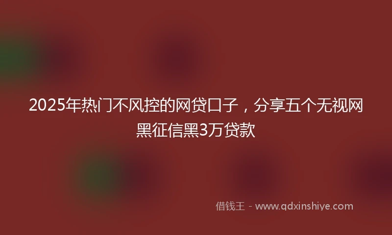 2025年热门不风控的网贷口子，分享五个无视网黑征信黑3万贷款