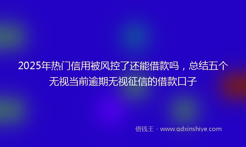 2025年热门信用被风控了还能借款吗,总结五个无视当前逾期无视征信的借款口子