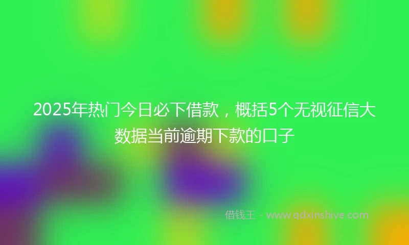 2025年热门今日必下借款，概括5个无视征信大数据当前逾期下款的口子