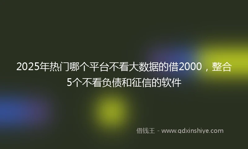 2025年热门哪个平台不看大数据的借2000,整合5个不看负债和征信的软件