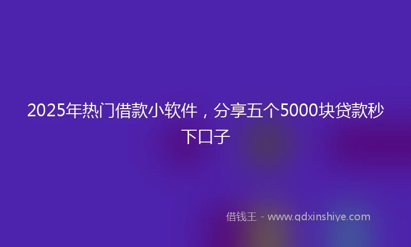 2025年热门借款小软件，分享五个5000块贷款秒下口子