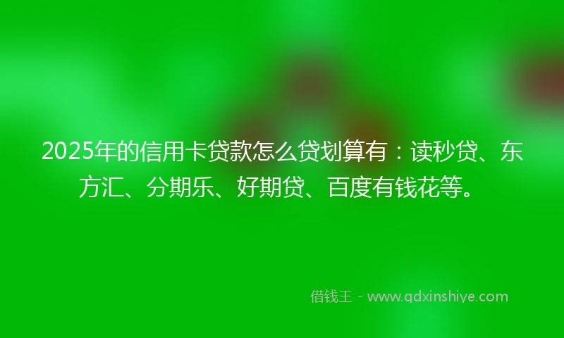 2025年的信用卡贷款怎么贷划算有：读秒贷、东方汇、分期乐、好期贷、百度有钱花等。
