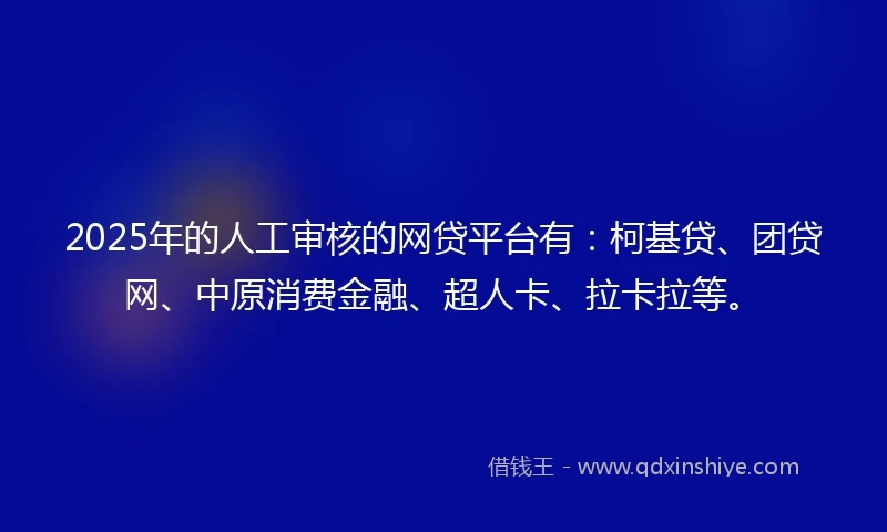 2025年的人工审核的网贷平台有：柯基贷、团贷网、中原消费金融、超人卡、拉卡拉等。