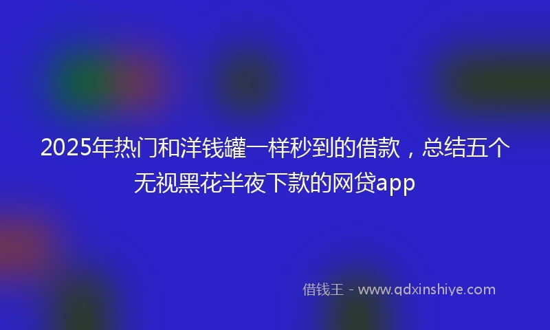 2025年热门和洋钱罐一样秒到的借款,总结五个无视黑花半夜下款的网贷app
