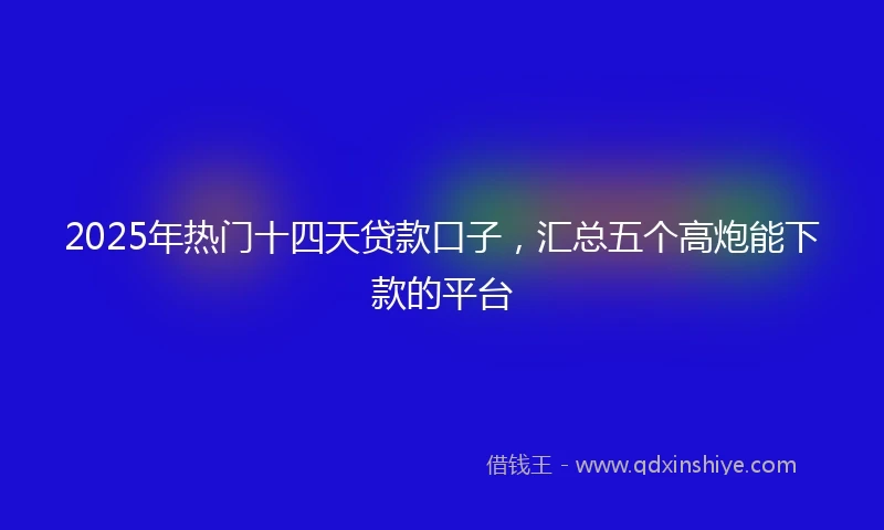 2025年热门十四天贷款口子，汇总五个高炮能下款的平台