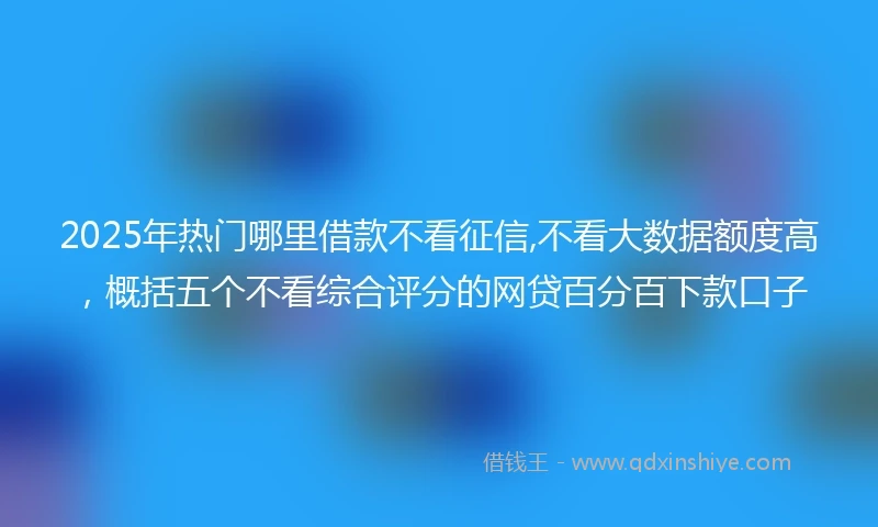 2025年热门哪里借款不看征信,不看大数据额度高,概括五个不看综合评分的网贷百分百下款口子