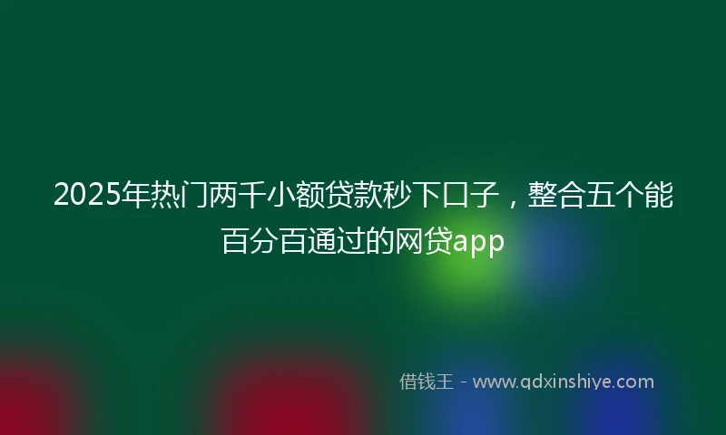 2025年热门两千小额贷款秒下口子，整合五个能百分百通过的网贷app