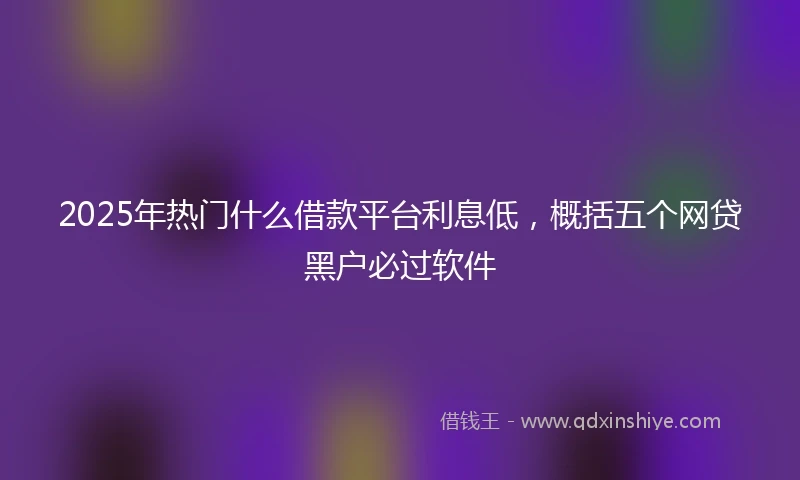 2025年热门什么借款平台利息低，概括五个网贷黑户必过软件