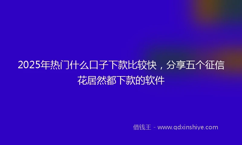 2025年热门什么口子下款比较快，分享五个征信花居然都下款的软件