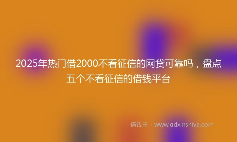 2025年热门借2000不看征信的网贷可靠吗,盘点五个不看征信的借钱平台
