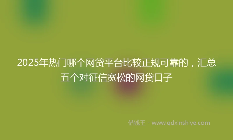 2025年热门哪个网贷平台比较正规可靠的，汇总五个对征信宽松的网贷口子