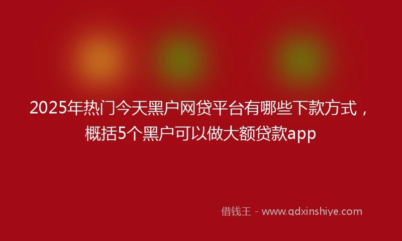 2025年热门今天黑户网贷平台有哪些下款方式，概括5个黑户可以做大额贷款app