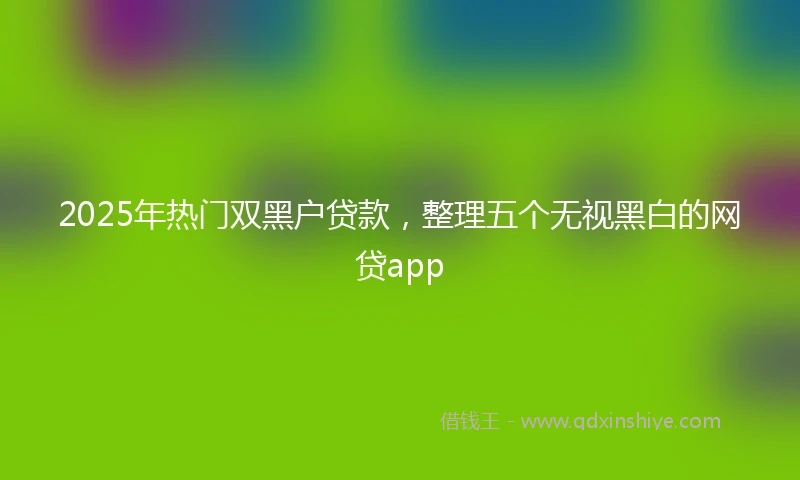 2025年热门双黑户贷款，整理五个无视黑白的网贷app