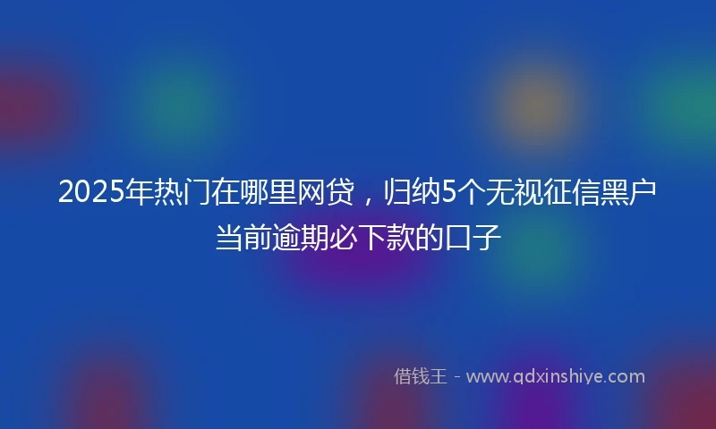 2025年热门在哪里网贷,归纳5个无视征信黑户当前逾期必下款的口子