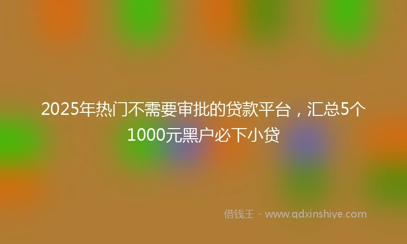 2025年热门不需要审批的贷款平台，汇总5个1000元黑户必下小贷