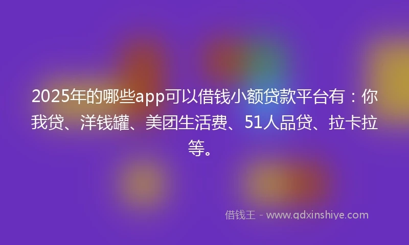 2025年的哪些app可以借钱小额贷款平台有：你我贷、洋钱罐、美团生活费、51人品贷、拉卡拉等。