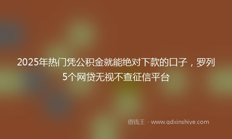 2025年热门凭公积金就能绝对下款的口子，罗列5个网贷无视不查征信平台