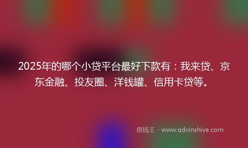 2025年的哪个小贷平台最好下款有：我来贷、京东金融、投友圈、洋钱罐、信用卡贷等。
