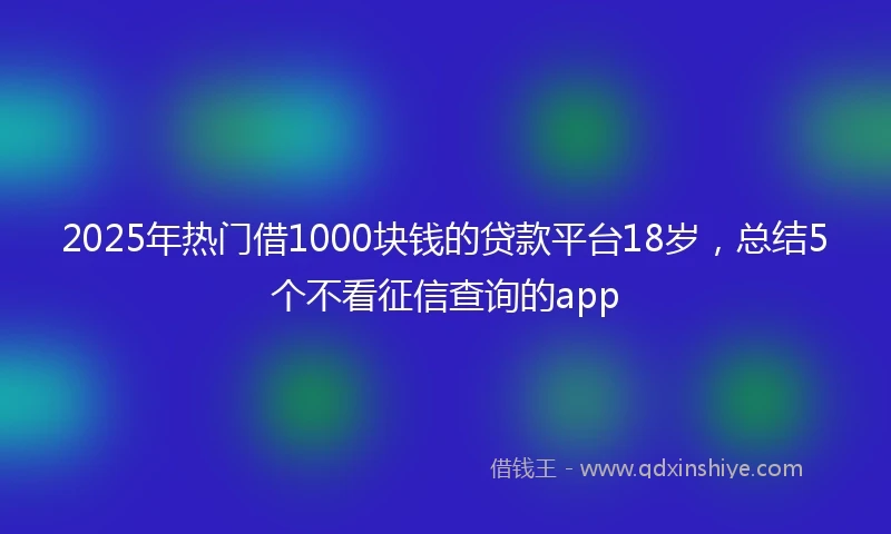 2025年热门借1000块钱的贷款平台18岁，总结5个不看征信查询的app