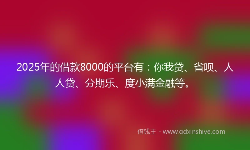 2025年的借款8000的平台有：你我贷、省呗、人人贷、分期乐、度小满金融等。
