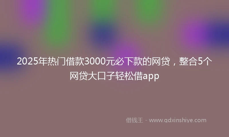 2025年热门借款3000元必下款的网贷，整合5个网贷大口子轻松借app