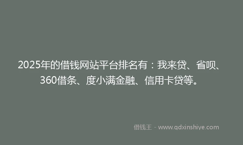 2025年的借钱网站平台排名有：我来贷、省呗、360借条、度小满金融、信用卡贷等。