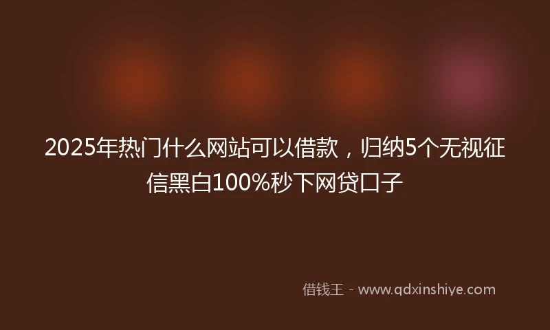 2025年热门什么网站可以借款，归纳5个无视征信黑白100%秒下网贷口子