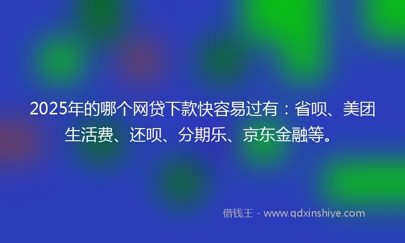 2025年的哪个网贷下款快容易过有：省呗、美团生活费、还呗、分期乐、京东金融等。