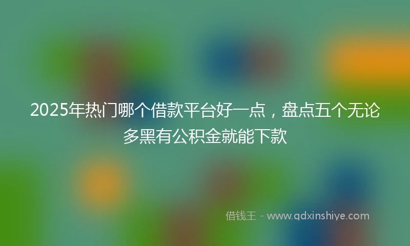 2025年热门哪个借款平台好一点,盘点五个无论多黑有公积金就能下款