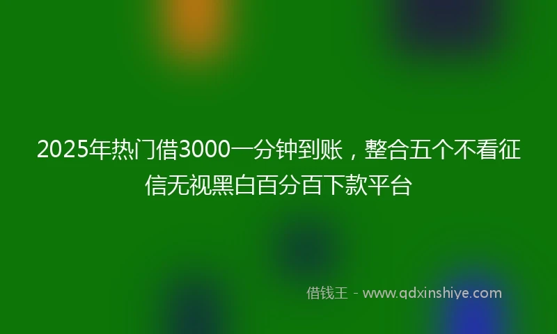 2025年热门借3000一分钟到账，整合五个不看征信无视黑白百分百下款平台