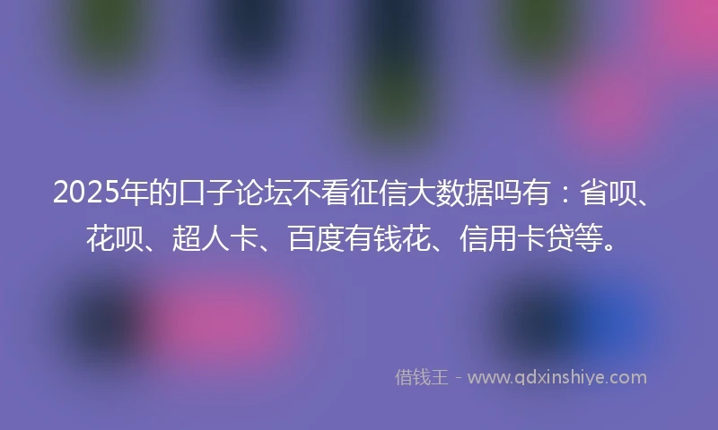 2025年的口子论坛不看征信大数据吗有：省呗、花呗、超人卡、百度有钱花、信用卡贷等。